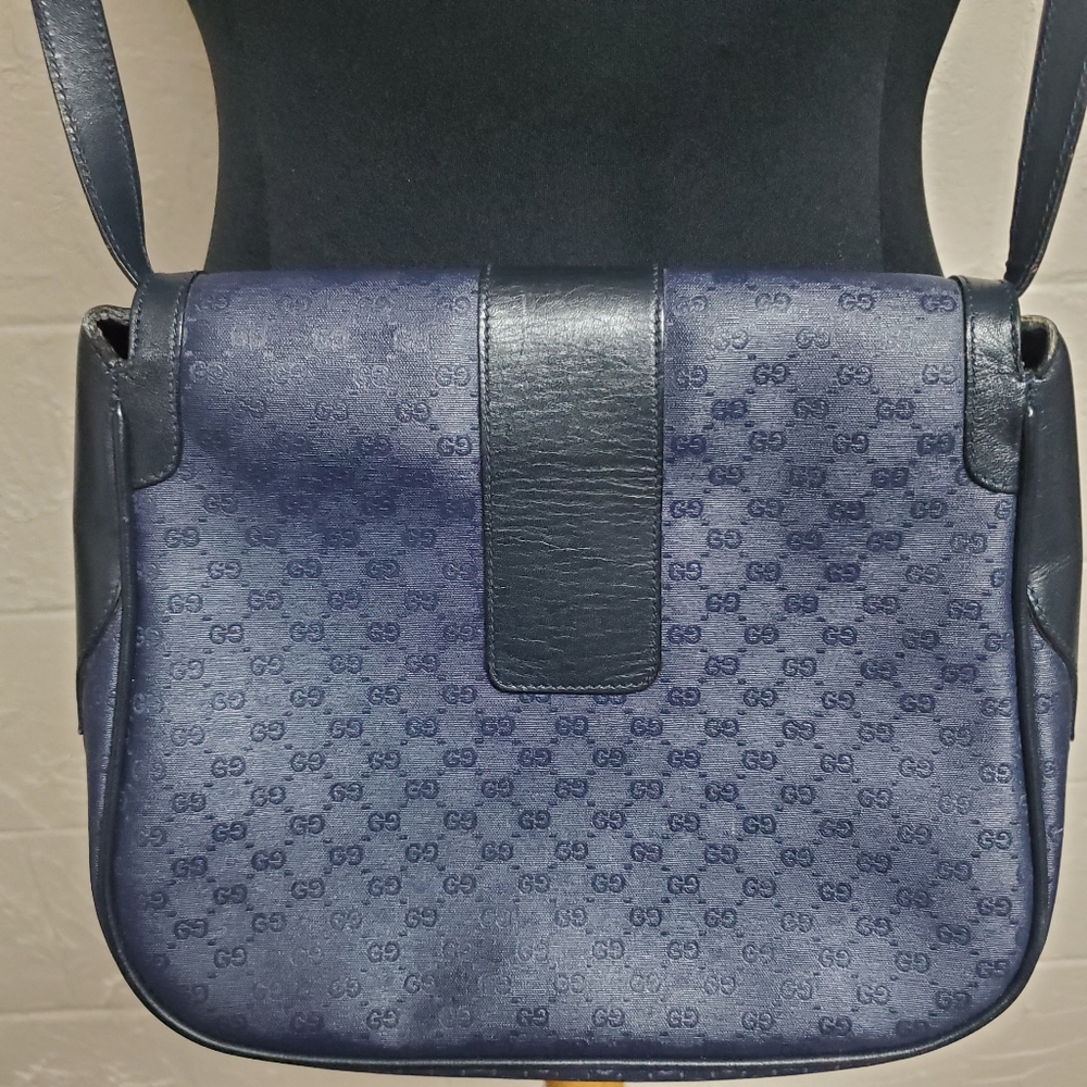 Vintage Gucci Navy Micromonogram Canvas Crossbody - Picture 3 of 16